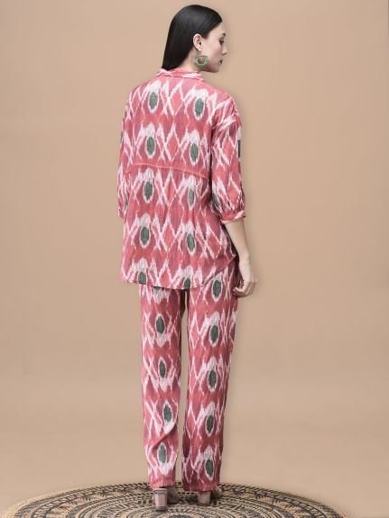 Shree Women Liva Red Abstract Print Co-Ord Set